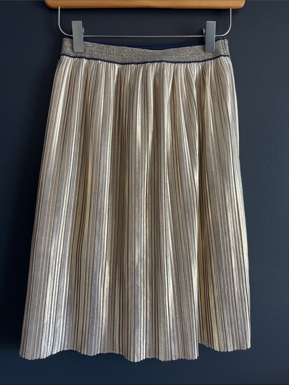 kate spade Metallic Gold Pleated Midi Skirt
